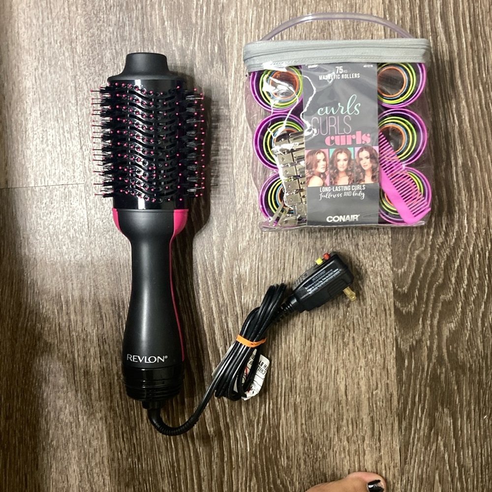 Revlon Salon One-Step Hair Dryer and Volumizer and Con Air Magnetic Rollers
